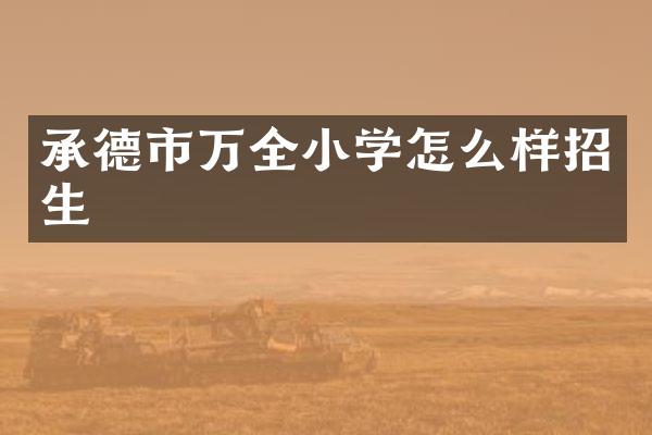 承德市万全小学怎么样招生