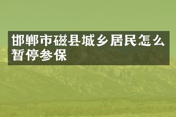 邯郸市磁县城乡居民怎么暂停参保