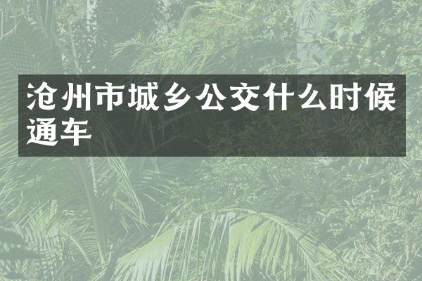 沧州市城乡公交什么时候通车