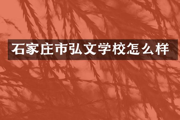 石家庄市弘文学校怎么样
