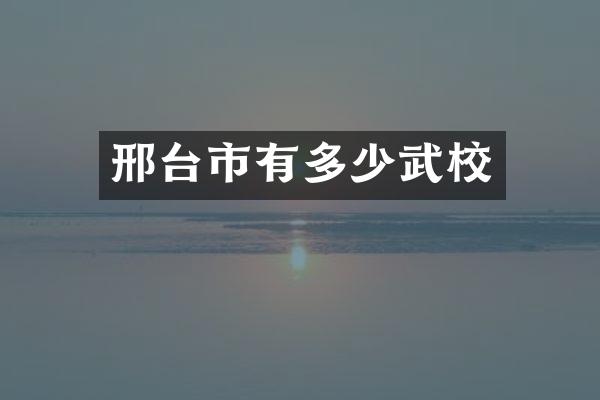 邢台市有多少武校