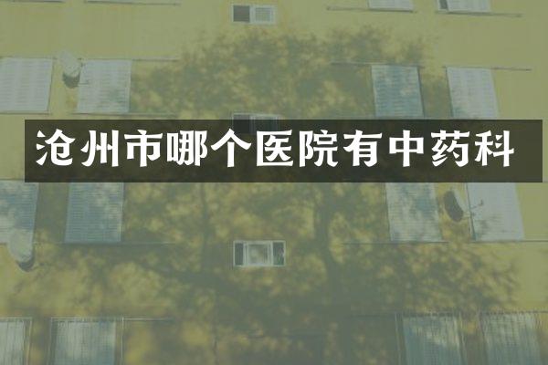 沧州市哪个医院有中药科