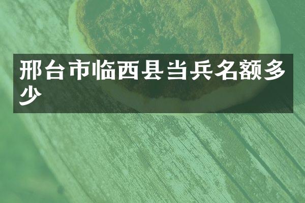 邢台市临西县当兵名额多少