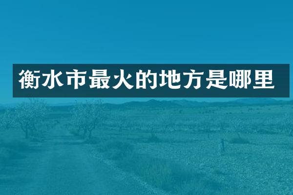 衡水市最火的地方是哪里