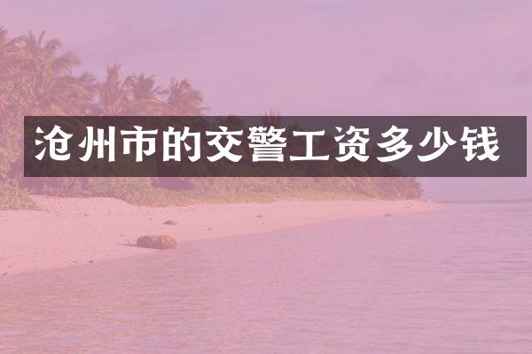 沧州市的交警工资多少钱