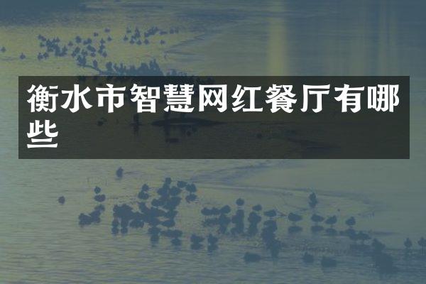 衡水市智慧网红餐厅有哪些