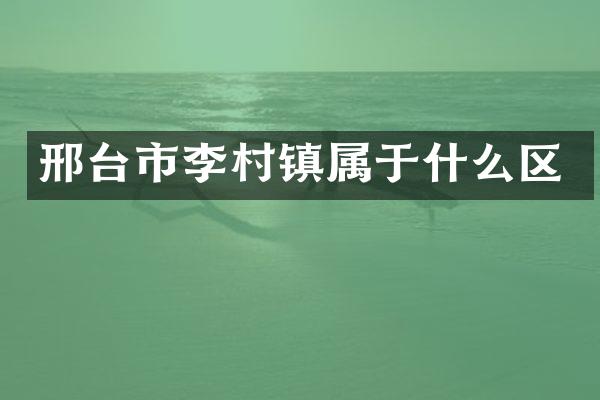 邢台市李村镇属于什么区