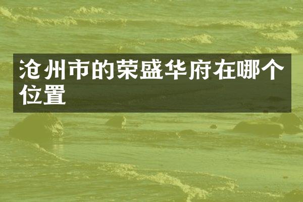 沧州市的荣盛华府在哪个位置
