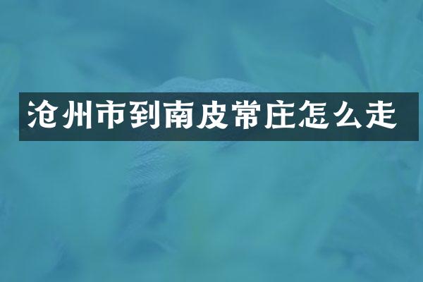 沧州市到南皮常庄怎么走