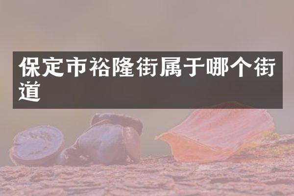 保定市裕隆街属于哪个街道