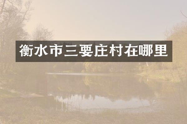 衡水市三要庄村在哪里