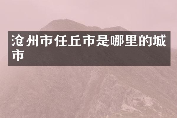 沧州市任丘市是哪里的城市