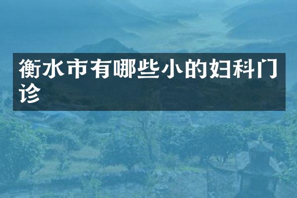 衡水市有哪些小的妇科门诊