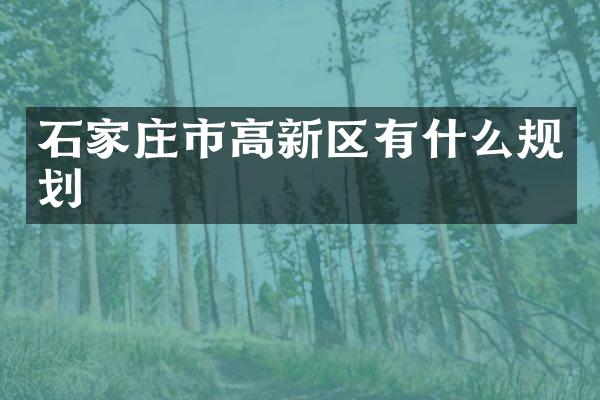 石家庄市高新区有什么规划