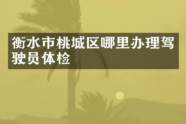 衡水市桃城区哪里办理驾驶员体检