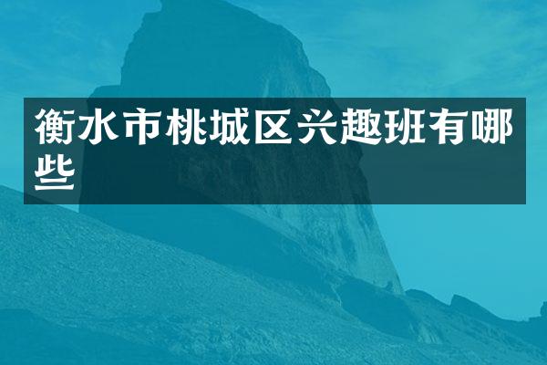 衡水市桃城区兴趣班有哪些