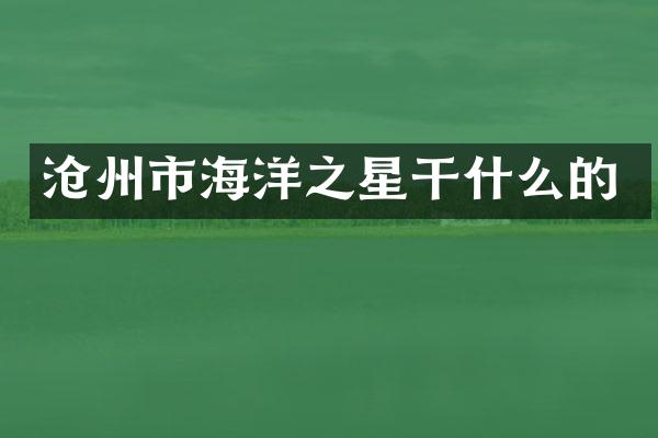 沧州市海洋之星干什么的