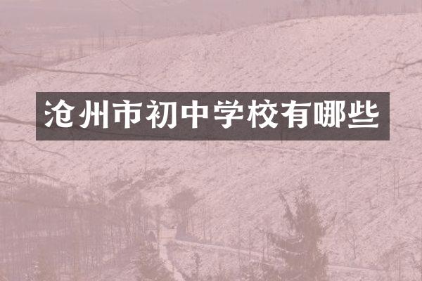 沧州市初中学校有哪些