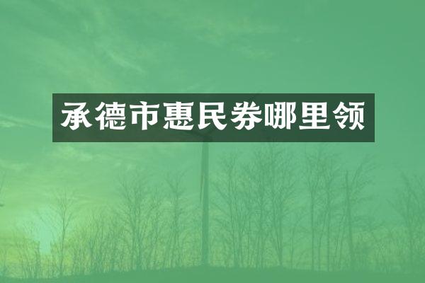 承德市惠民券哪里领
