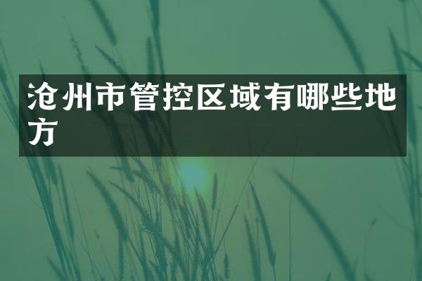沧州市管控区域有哪些地方