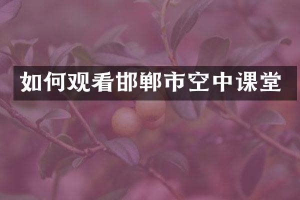 如何观看邯郸市空中课堂