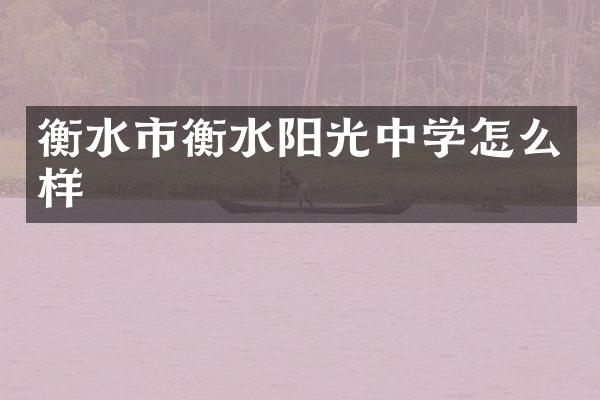 衡水市衡水阳光中学怎么样