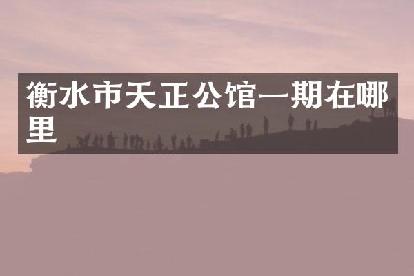 衡水市天正公馆一期在哪里