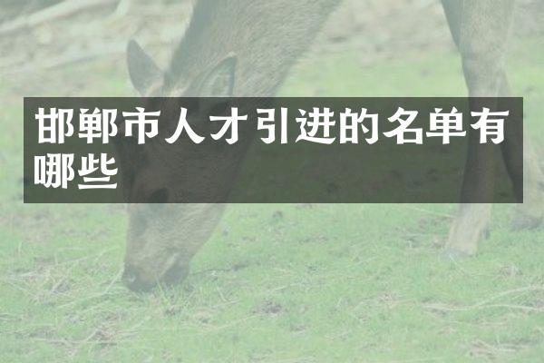 邯郸市人才引进的名单有哪些