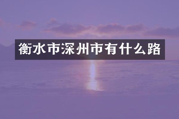 衡水市深州市有什么路