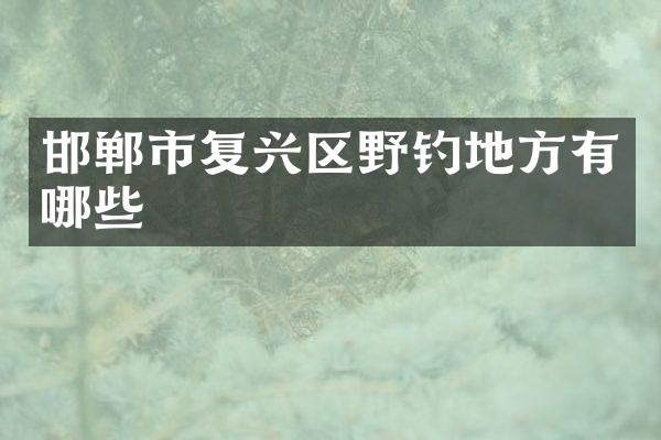 邯郸市复兴区野钓地方有哪些