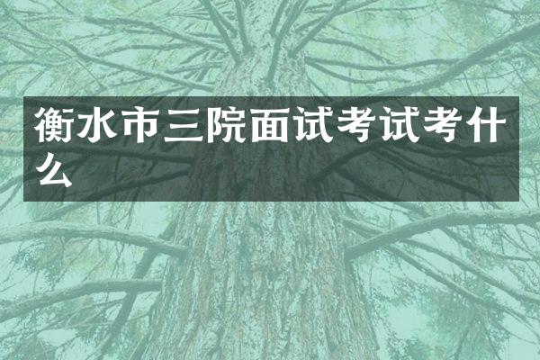 衡水市三院面试考试考什么