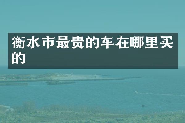 衡水市最贵的车在哪里买的