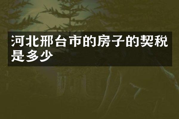 河北邢台市的房子的契税是多少