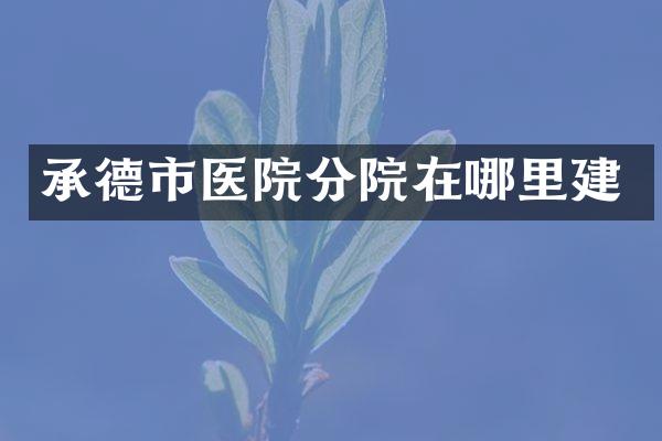 承德市医院分院在哪里建