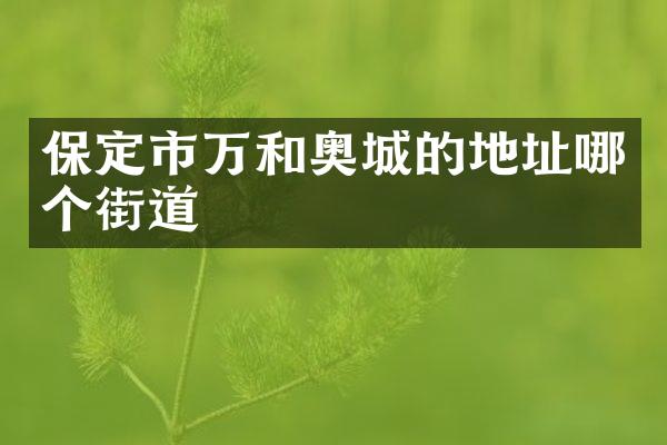 保定市万和奥城的地址哪个街道