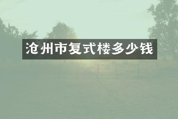 沧州市复式楼多少钱