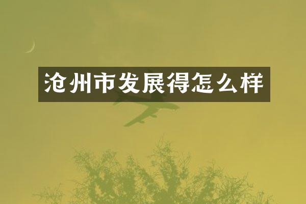 沧州市发展得怎么样