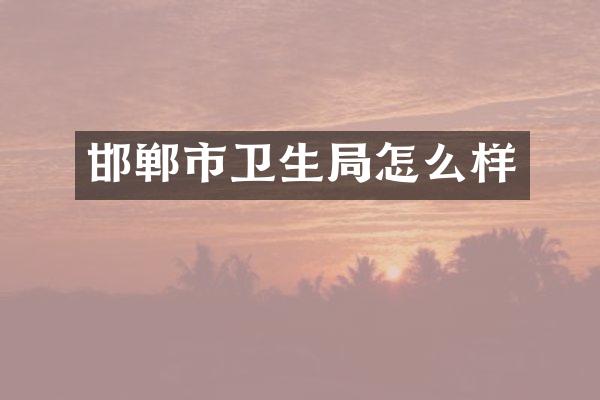 邯郸市卫生局怎么样