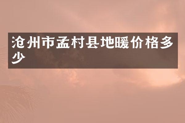 沧州市孟村县地暖价格多少