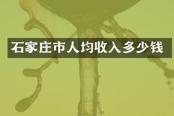 石家庄市人均收入多少钱