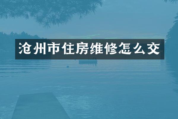 沧州市住房维修怎么交