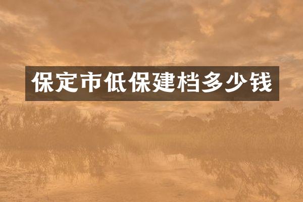 保定市低保建档多少钱