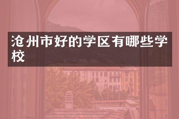 沧州市好的学区有哪些学校