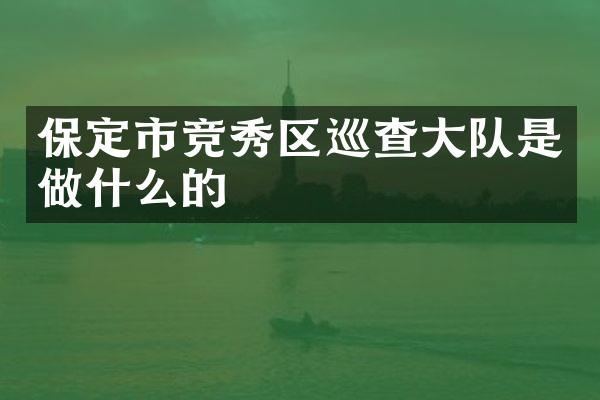 保定市竞秀区巡查大队是做什么的