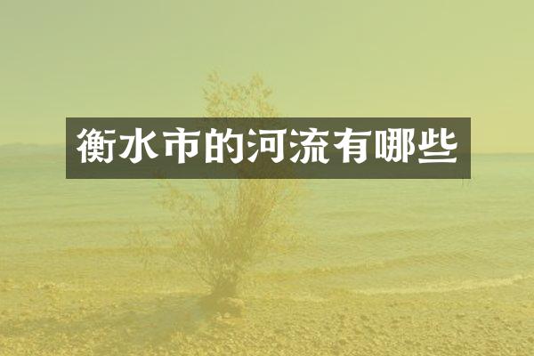 衡水市的河流有哪些