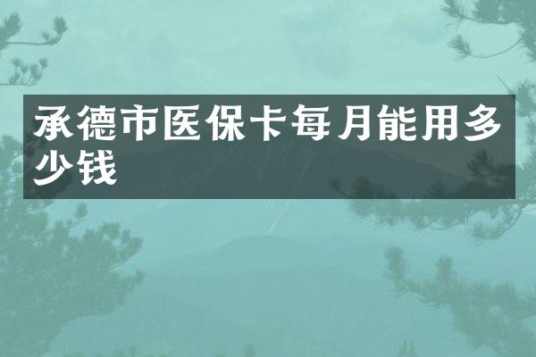 承德市医保卡每月能用多少钱