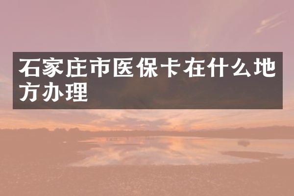 石家庄市医保卡在什么地方办理