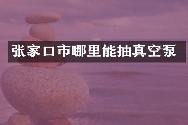 张家口市哪里能抽真空泵