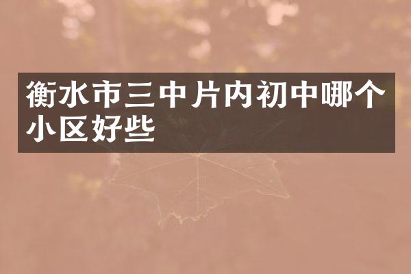 衡水市三中片内初中哪个小区好些