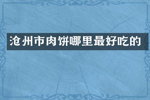 沧州市肉饼哪里最好吃的